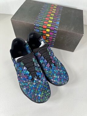 bernie mev. Woven Mosaic Slip-On Sneakers in Blue, Green, Purple